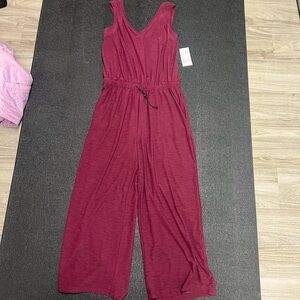 Old Navy Red Jumpsuit with V-Neckline and Wide Leg
